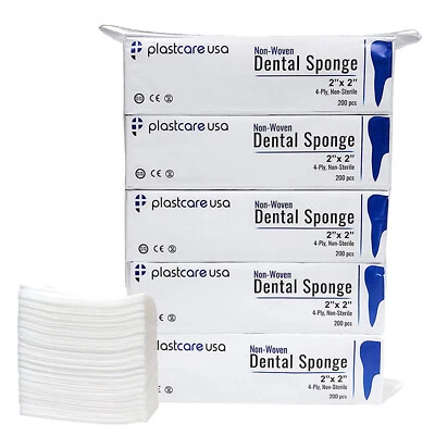 2x2 Dental Gauze Pads, Squares for First Aid Sponges, Non Woven Medical Wipes - Image 1 of 4