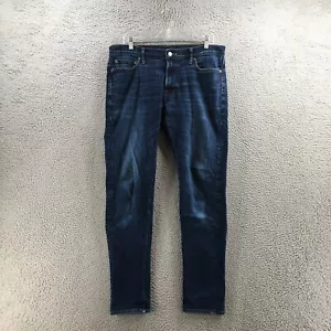 Abercrombie & Fitch Skinny Jeans Mens 33x32 (actual size 36x31) Blue Midrise Zip - Picture 1 of 19