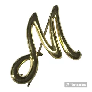 18k Yellow Gold Letter M Pin Brooch 2.1 G - Picture 1 of 5