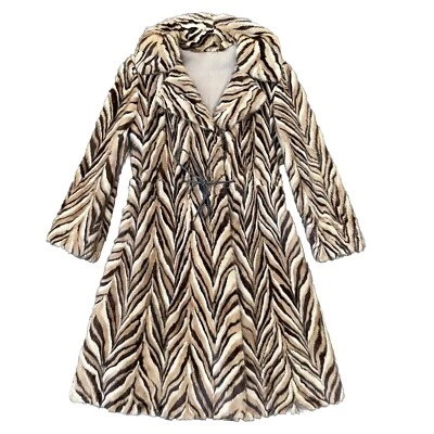 Vintage 70s Genuine Mink Fur Pea Coat Chevron Pattern Belted Luxurious MINT Sz S - Image 1 of 4