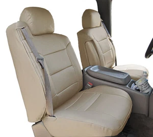 CHEVY SILVERADO 2003-2006 BEIGE VINYL CUSTOM MADE FIT FRONT SEAT & 2ARM COVERS - Picture 1 of 4