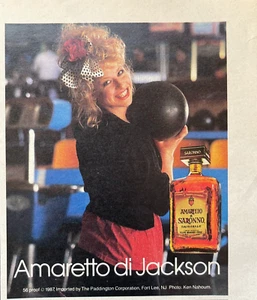Pubblicità Soronno Amaretto di Jackson 1987 stampa vintage bionda bowling anni 80 moda - Foto 1 di 1