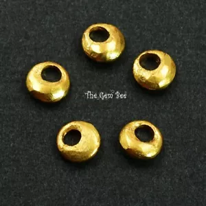 4mm 18k Yellow Gold Ancient Antique Rounded Donut Nugget Spacer Finding (5) - Picture 1 of 10