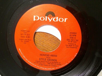 PROMO POLYDOR 45 RECORD/STYLE COUNCIL/HEAVENS ABOVE/ EX+ PAUL WELLER - Image 1 of 2
