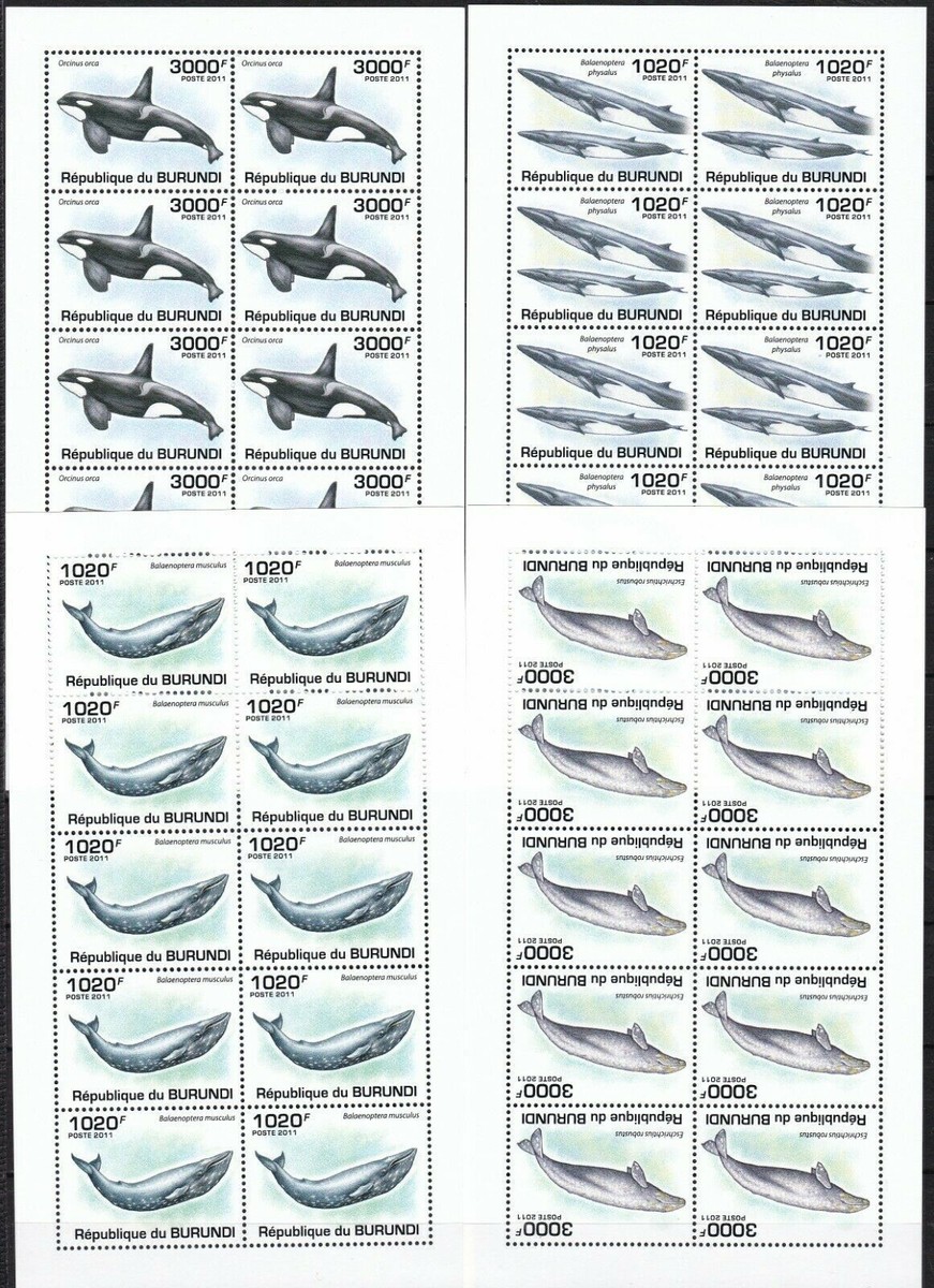 Prophila Collection Burundi Briefmarken 2838-2841 – Komplettsatz 'Wale' 2012 Postfrisch MNH