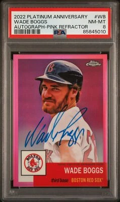 Wade Boggs 2022 Topps Chrome Platinum Auto 04/15 Pink Refractor PSA 8 #WB (b) - Image 1 of 2