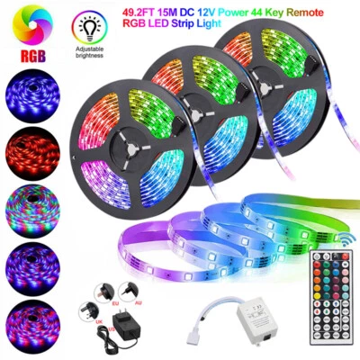 15M/10M/5M RGB 300LEDs 3528 LED Strip Light SMD+44Key Remote+12V Power Kit - Image 1 of 4
