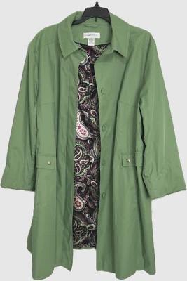 Gabardina impermeable verde Preston & York de colección talla S forro cachemir botón retro Foto 1 de 4