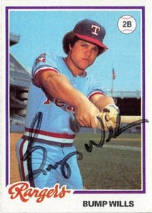 Bump Wills autographed baseball card Texas Rangers 67 1978 Topps Burger King #23