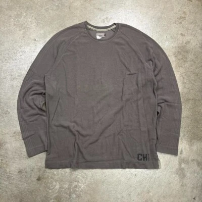 Vintage Y2K Chevignon Waffle knit long sleeve thermal shirt Brown Beige Mens 2XL - Image 1 of 4