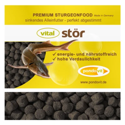 Vital-Stör Premium Störfutter 1,5 kg / 3mm Fischfutter Teich pondovit Sinkfutter