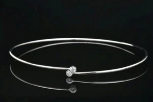 Tiffany & Co. Auth Diamond Hoop Single Row Bangle Bracelet PT950 Platinum  #88 - Picture 1 of 5