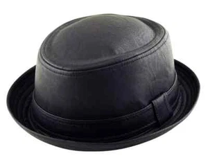 PORK PIE HEISENBERG BREAKING BAD Faux Leather Textured Matte PVC Black Hat - Picture 1 of 1