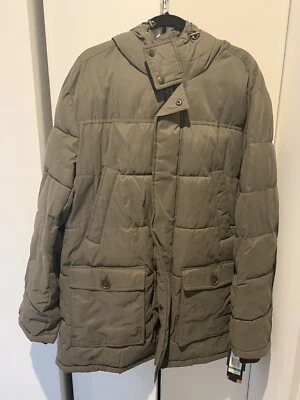 NWT Dockers - Olive hooded parka quilted puffer lined coat, L reg. 275 - Image 1 of 4