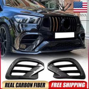 REAL CARBON Front Fin Air Vent Cover For Benz W167 C167 GLE450 GLE63 GLE53 Coupe - Picture 1 of 15