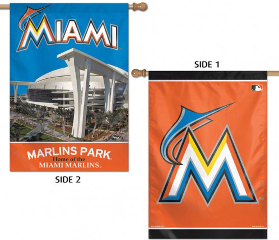 Miami Marlins House Flag MLB Licensed Baseball Double Sided 28"x40" - Image 1 of 1