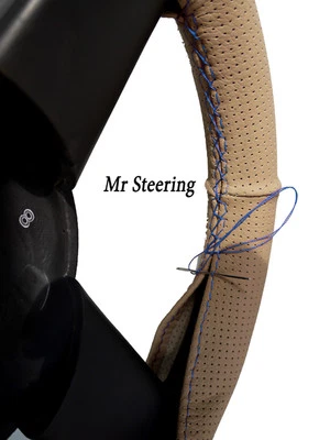 Für DAF XF 105 Beige Perforiertes Leder Lenkradbezug Himmelblauer Zierstich - Bild 1 von 2