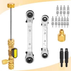 HVAC Service Wrench Set Valve Core Remover Installer Tool Dual 1/4 & 5/16 Port - Picture 1 of 8