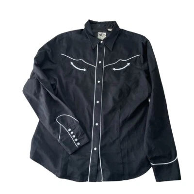 Camisa Western Roper Pearl Snap Para Mujer XL Negra Vaquera Country Rodeo Foto 1 de 4