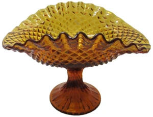Vintage Glass Candy Dish Compote Pedestal Bowl Twisted Stem Amber 5 3/8" T Italy - Picture 1 of 7