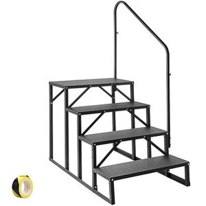 RV Steps with Handrail 4 Step Ladder Hot Tub Steps Outdoor RV Stairs Steps 660lb - Picture 1 of 10