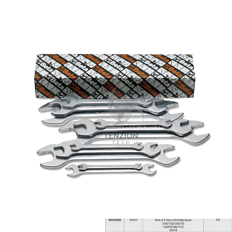 Set 5 Serie Chiavi A Forchetta Doppie Cromate 5/16x11/32 - 3/4x7/8 - Beta 55AS/5 - Immagine 1 di 1