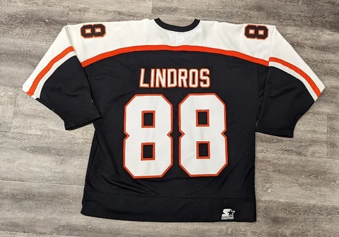 Vintage ERIC LINDROS PHILADELPHIA FLYERS STARTER JERSEY WHITE C NHL MEN SEWN XL Cover
