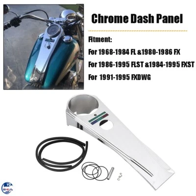 US Chrome Long Rider Style Dash Panel For Harley Fatboy FLSTF Softail FXST FXSTC - Image 1 of 4