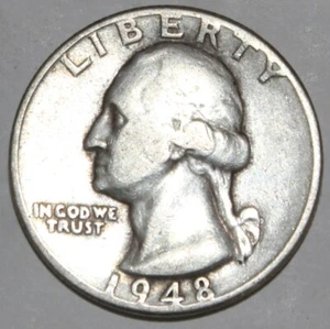 1948 Washington Quarter - 90% Silver 7504 - Bild 1 von 2