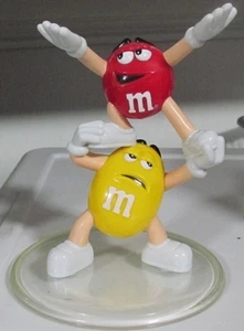 M&Ms Vintage Plastic Figurine Red Yellow 6" Clear Base - Picture 1 of 2