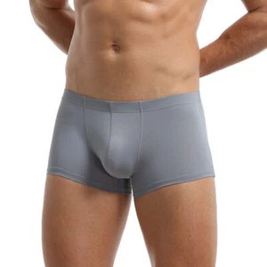 Ice Silk Boxer Briefs Seamless U Convex Pouch Panties Comfort Flex Men Waistband - Picture 1 of 31