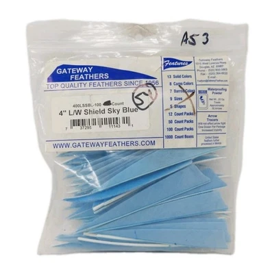 Plumas de flecha de tiro con arco 54 unidades Gateway 4" ala izquierda: escudo azul cielo  Foto 1 de 2