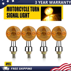 4X AMBER LED INDICATORS TURN-SIGNAL DRIVING MOTORCYCLE UNIVERSAL LIGHTS M10 I - Picture 1 of 10