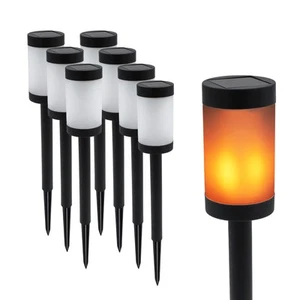 Solar Wege Leuchte mit Flammen LED 41x6 cm - 8er Set - Garten Deko Beet Stecker - Bild 1 von 7