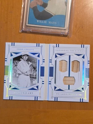 2021 NATIONAL TREASURES EDDIE COLLINS LEGENDARY GAME USED TRIPLE BAT CARD 10/10 - Image 1 of 3