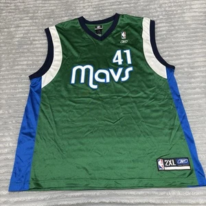 Vintage Reebok Dirk Nowitzki Dallas Mavericks #41 Green Throwback Jersey Men 2XL - Picture 1 of 13