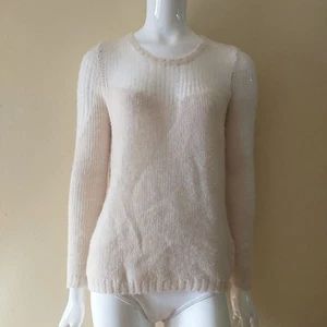 Ulla Johnson Sweater Pullover Women S Cream Wool Alpaca Sheer Open Knit Luxury - Picture 1 of 12