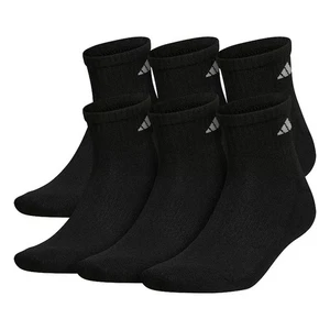 Adidas Men’s Socks 6-Pack Cushioned Black Size 6-12 AEROREADY NEW - Picture 1 of 4