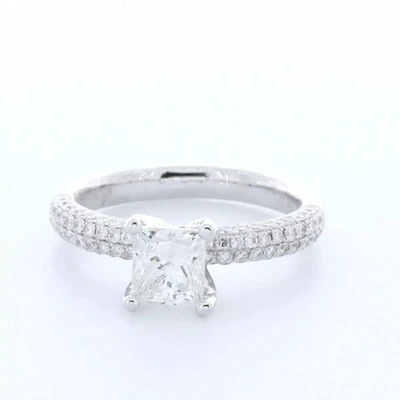Engagement Ring 18K Gold Under Halo Princess 1.85 Carat Lab-Grown Diamond G VS1 - Image 1 of 4