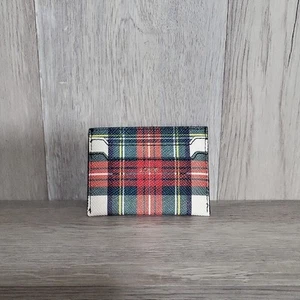 J Crew Tartan kariertes Kartenetui rot weiß grün - Bild 1 von 8