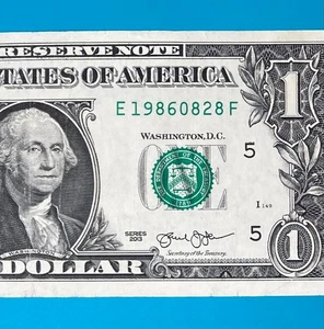 1986 August 28 (E 19860828 F) BIRTHDAY Note $1 One Dollar Bill - Picture 1 of 4