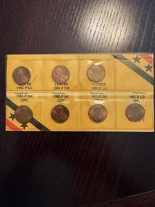 1982 Lincoln Cent 7 Coin Variety Set in Plastic Sleeve - Picture 1 of 8