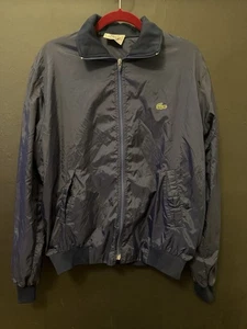 Vintage Lacoste Jacke Größe Large durchgehender Reißverschluss Taschen Nylon Izod Hoodie EUC Regen - Bild 1 von 5