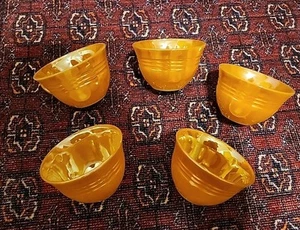 Fire King Peach Lusterware Three Band Pattern Tea Cup Set of 5- MCM Iridescent - Picture 1 of 11