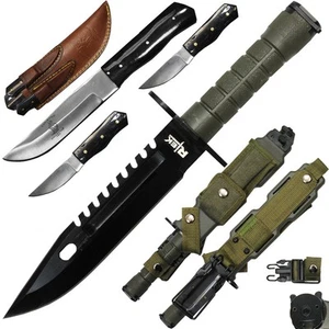 Rtek Hunting Knife Set, With Harden Plastic Sheath M-9 Military Style Saw Back K - Picture 1 of 18