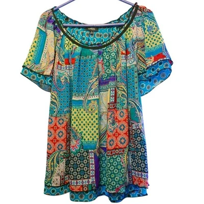 Blusa paisley Elementz patchwork tamanho 2x - Imagem 1 de 4
