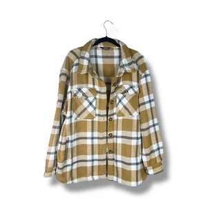 Members Mark Shacket Jacke Damen XL kariert Knopfleiste Overshirt Wollmischung - Bild 1 von 7