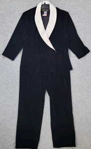 Vintage Alex Evenings Petite Samt Hosenanzug mit weißem Besatz Damen XLP - Bild 1 von 20