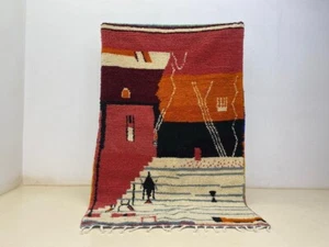 rug moroccan Berber Handmade Beni Ourain Colorful Abstract Area Wool Carpet - Picture 1 of 10