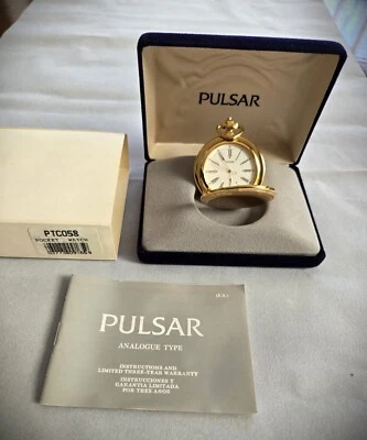 Reloj Bolsillo Pulsar Vintage Tono Dorado. Modelo #PTC058. Sin usar. Necesita batería. Foto 1 de 3